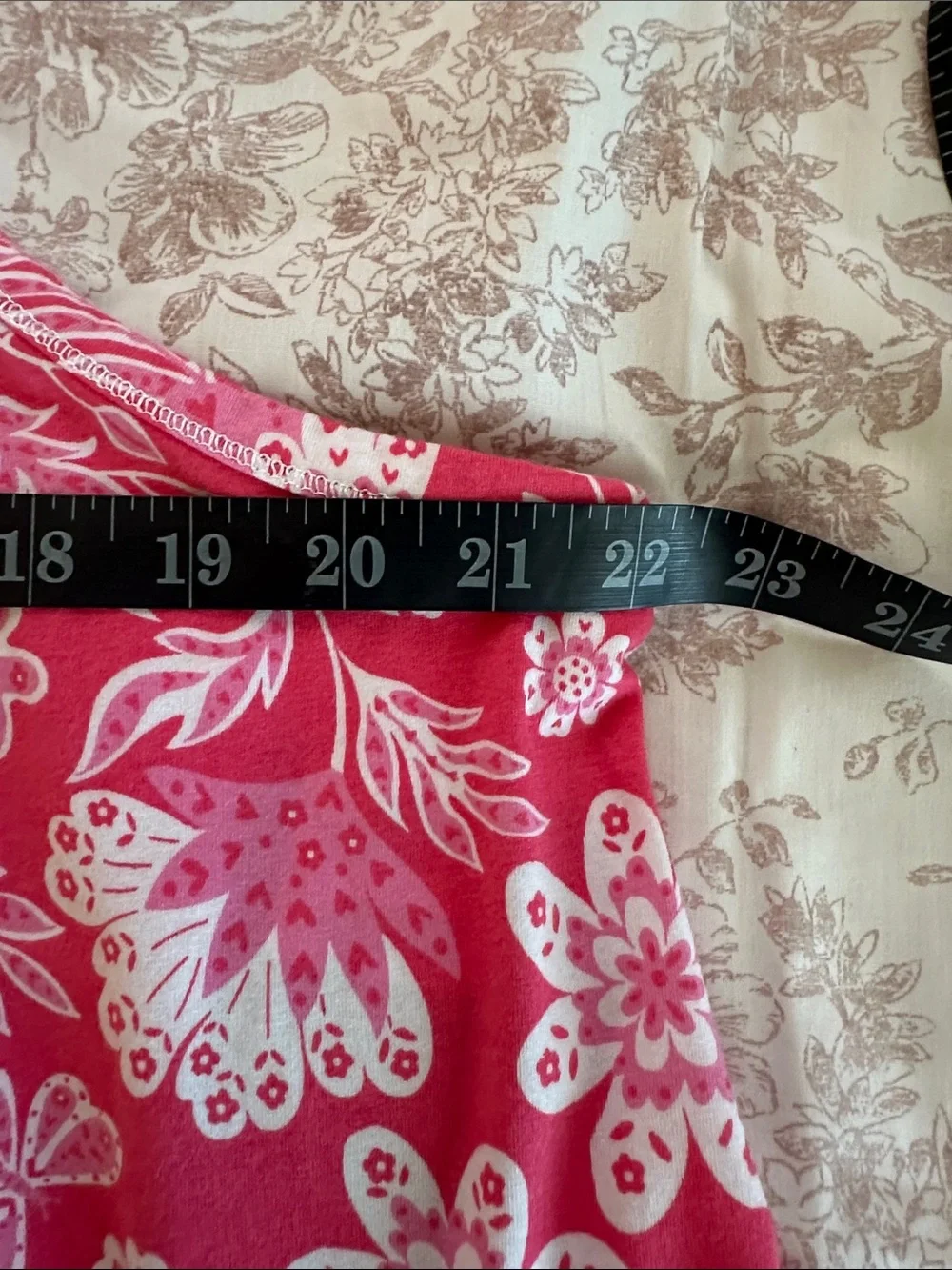 Cuddl Duds Coral Pink Floral Sleeveless Chemise with Ruffle Hem